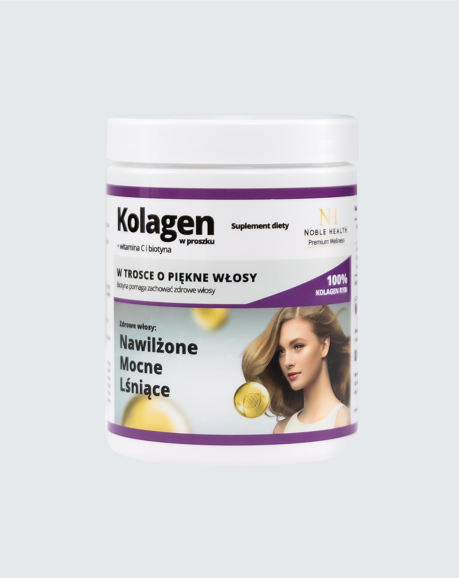 Kolagen + witamina C i biotyna w proszku - Noble Health Zdrowa piękna skóra i włosy